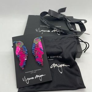 MIGNONNE GAVIGAN GENUINE Bird Embellished Drop Earrings NWT Orig. price $250.00